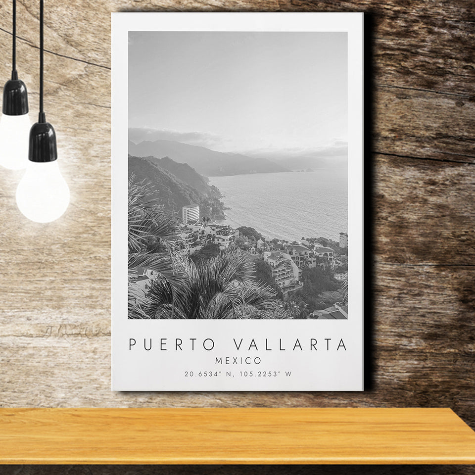 Puerto Vallarta Mexico Black And White Art Canvas Prints Wall Art Home Decor