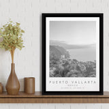 Puerto Vallarta Mexico Black And White Art Framed Canvas Prints Wall Art Home Decor, Floating Frame