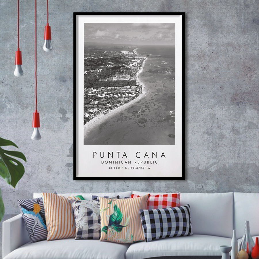 Punta Cana Dominican Republic Black And White Art Framed Art Prints Wall Art Decor, Framed Picture