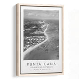 Punta Cana Dominican Republic Black And White Art Framed Canvas Prints Wall Art Home Decor, Floating Frame
