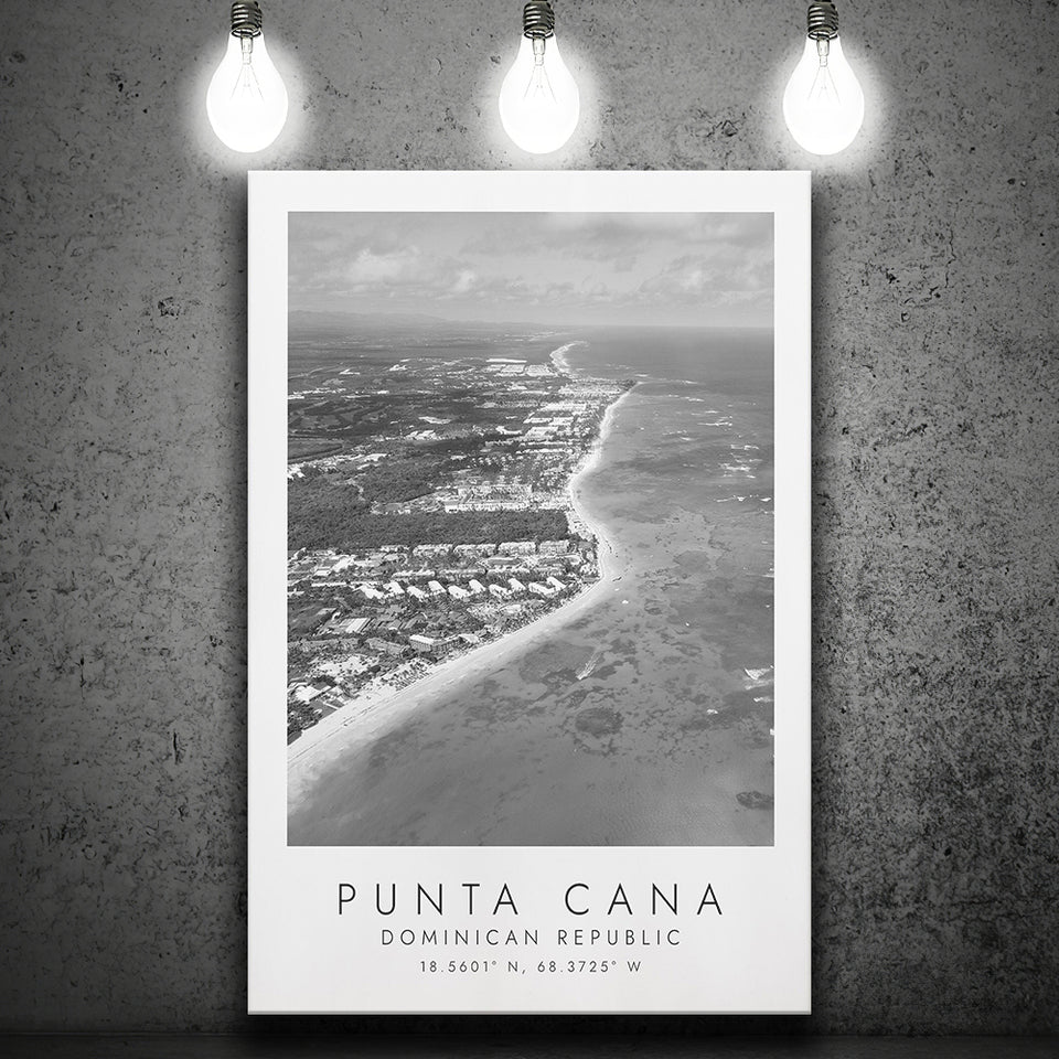 Punta Cana Dominican Republic Black And White Art Canvas Prints Wall Art Home Decor