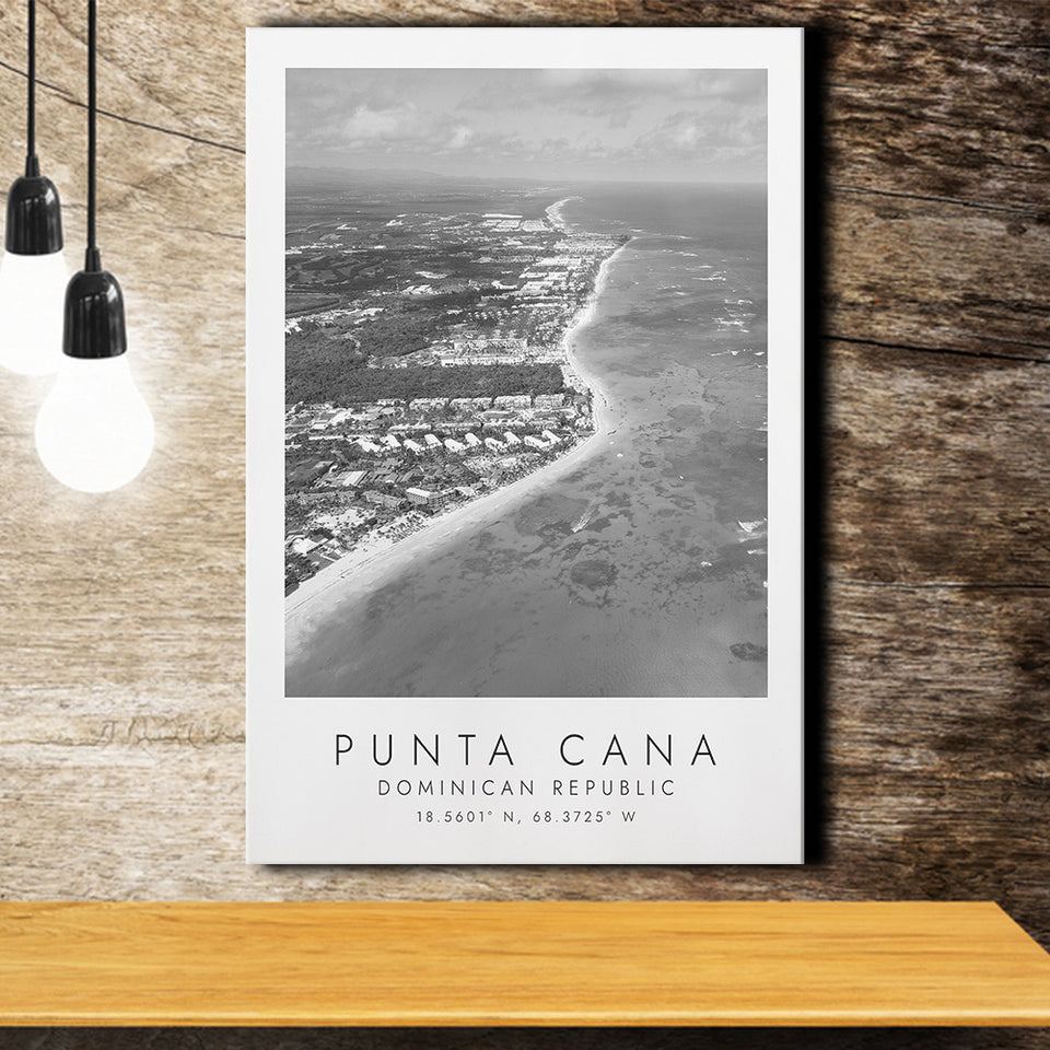 Punta Cana Dominican Republic Black And White Art Canvas Prints Wall Art Home Decor