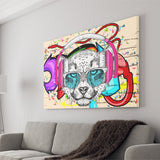 Puppy Dj Headphone Portrait Canvas Prints Wall Art Decor - Painting Canvas, Home Decor, Art Print, Art For Sale