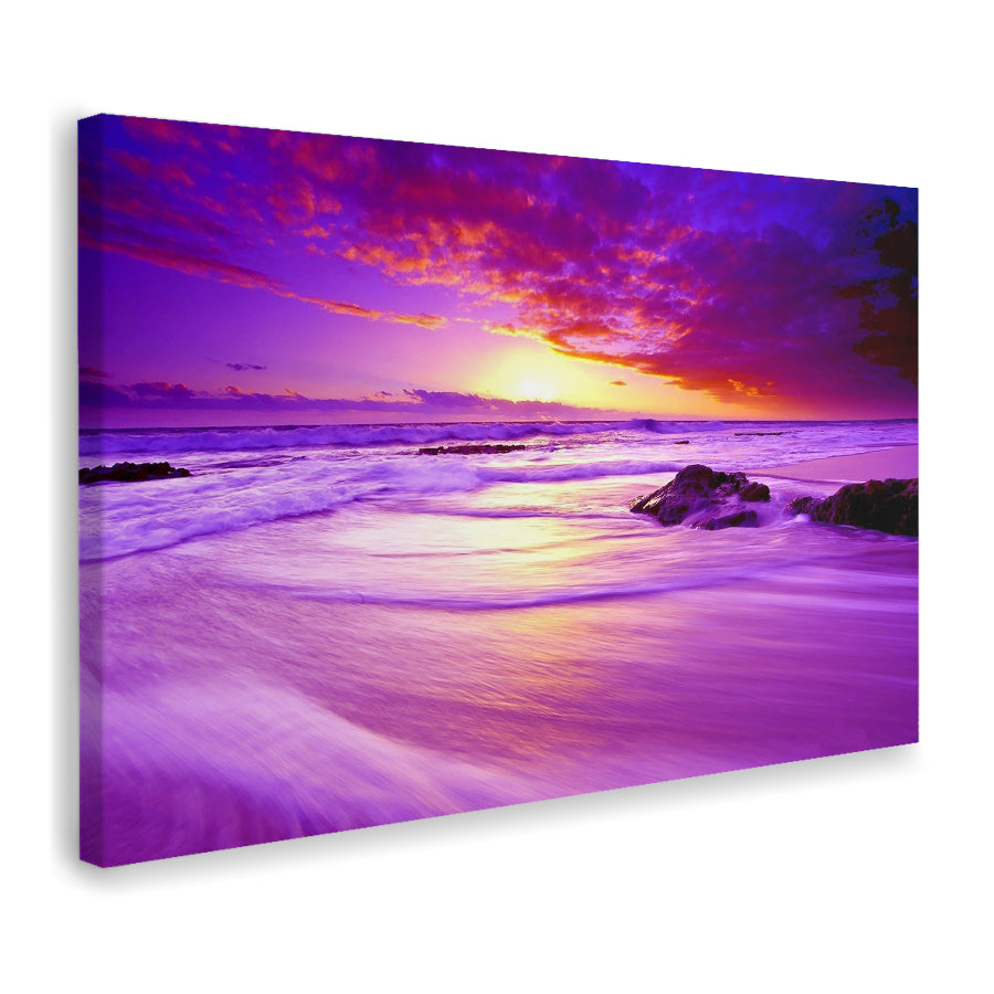 Purple Beach Aesthetic Canvas Wall Art - Canvas Prints, Prints For