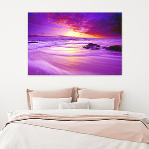 Purple Beach Aesthetic Canvas Wall Art - Canvas Prints, Prints For Sale, Painting Canvas,Canvas On Sale