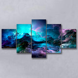 Purple Marble Abstract 5 Piece Canvas Prints Wall Art Decor, Multi Panels, Mixed Canvas