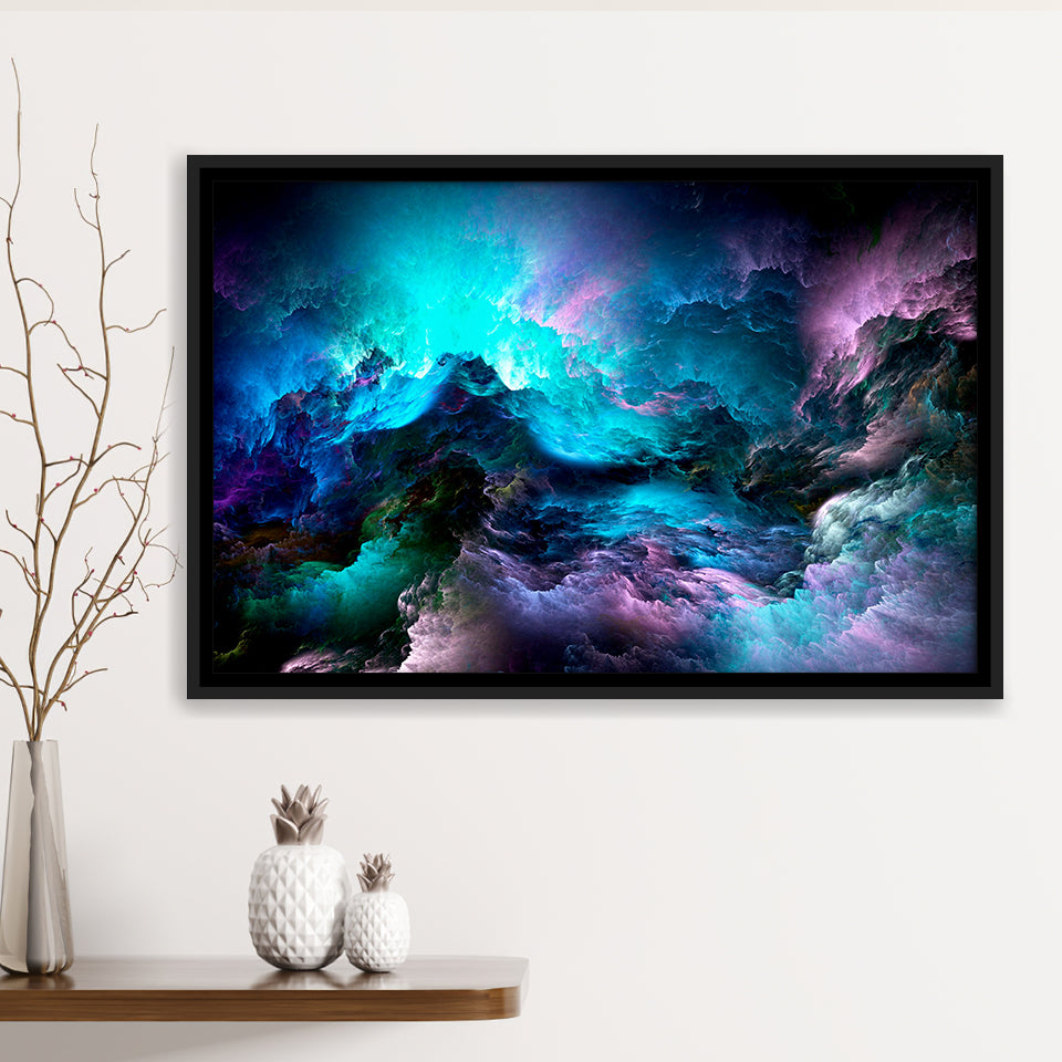 Purple Marble Abstract Framed Canvas Prints Wall Art Decor, Framed Picture, Floating Frame
