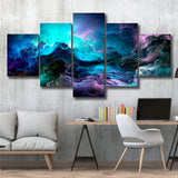 Purple Marble Abstract 5 Piece Canvas Prints Wall Art Decor, Multi Panels, Mixed Canvas