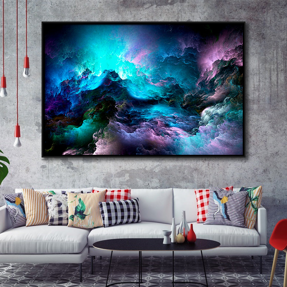 Purple Marble Abstract Framed Canvas Prints Wall Art Decor, Framed Picture, Floating Frame