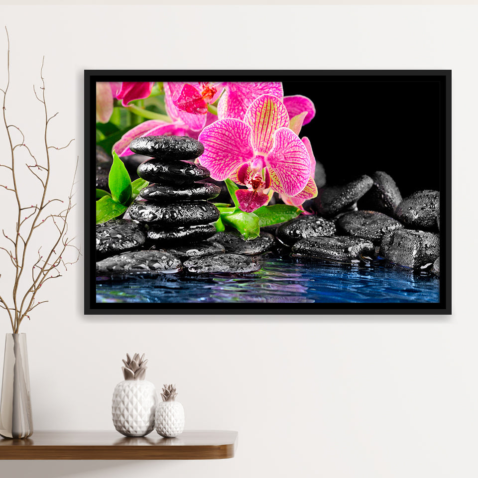 Purple Orchid Spa Framed Canvas Prints Wall Art Decor, Framed Picture, Floating Frame