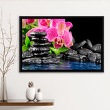 Purple Orchid Spa Framed Canvas Prints Wall Art Decor, Framed Picture, Floating Frame