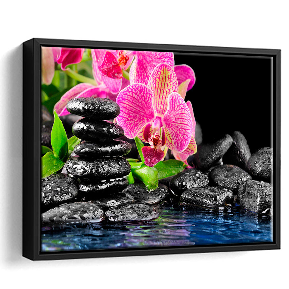 Purple Orchid Spa Framed Canvas Prints Wall Art Decor, Framed Picture, Floating Frame
