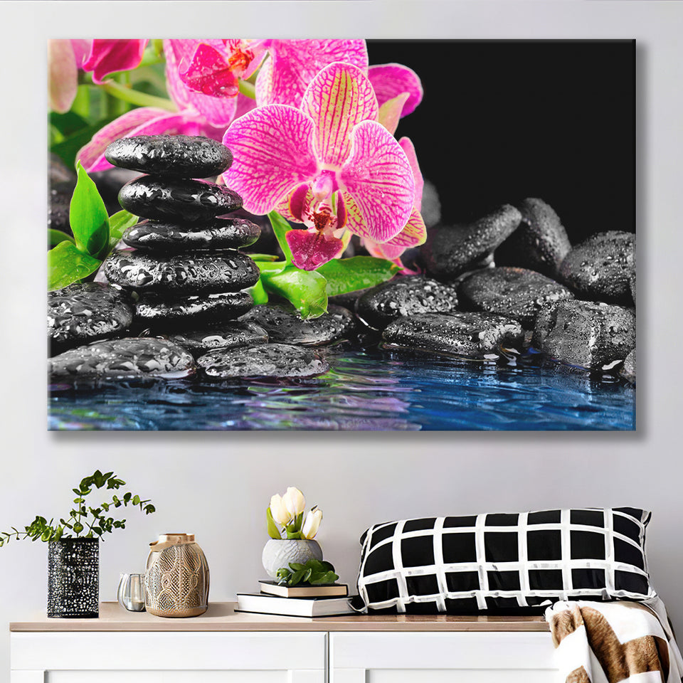 Purple Orchid Spa Canvas Prints Wall Art Decor - Painting Canvas,Home Decor, Ready to Hang