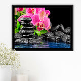 Purple Orchid Spa Framed Canvas Prints Wall Art Decor, Framed Picture, Floating Frame