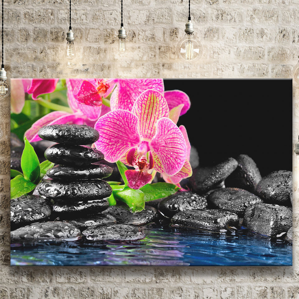 Purple Orchid Spa Canvas Prints Wall Art Decor - Painting Canvas,Home Decor, Ready to Hang