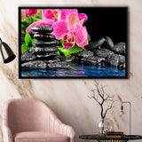 Purple Orchid Spa Framed Canvas Prints Wall Art Decor, Framed Picture, Floating Frame