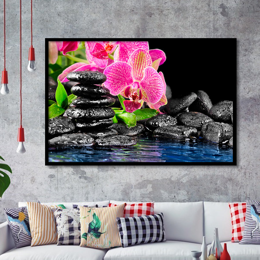 Purple Orchid Spa Framed Art Prints Wall Art Decor, Framed Picture, Home Decor