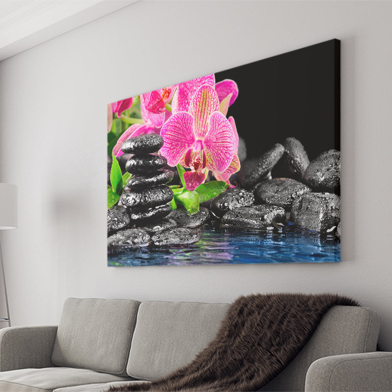 Purple Orchid Spa Canvas Prints Wall Art Decor - Painting Canvas,Home Decor, Ready to Hang