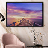 Purple Sunset Bridge Canvas Wall Art Design Framed Canvas Prints Wall Art, Floating Frame, Large Canvas Home Decor
