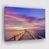 Purple Sunset Bridge Canvas Wall Art Design Canvas Prints Wall Art, Home Living Room Decor, Large Canvas