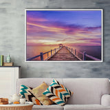 Purple Sunset Bridge Canvas Wall Art Design Framed Canvas Prints Wall Art, Floating Frame, Large Canvas Home Decor