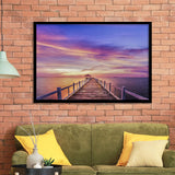 Purple Sunset Bridge Canvas Wall Art Design Framed Art Prints Wall Decor, Framed Picture, Large Art Prints