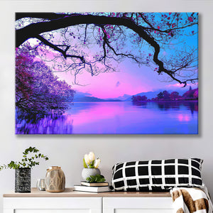 Purple Sunset Trees Canvas Prints Wall Art - Painting Canvas, Art Prints, Wall Decor, Home Decor, Prints for Sale