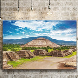 Pyramids of the Sun and Moon on the Avenue of the Dead in Mexico Canvas Prints Wall Art - Painting Canvas, Wall Decor, Home Decor, For Sale