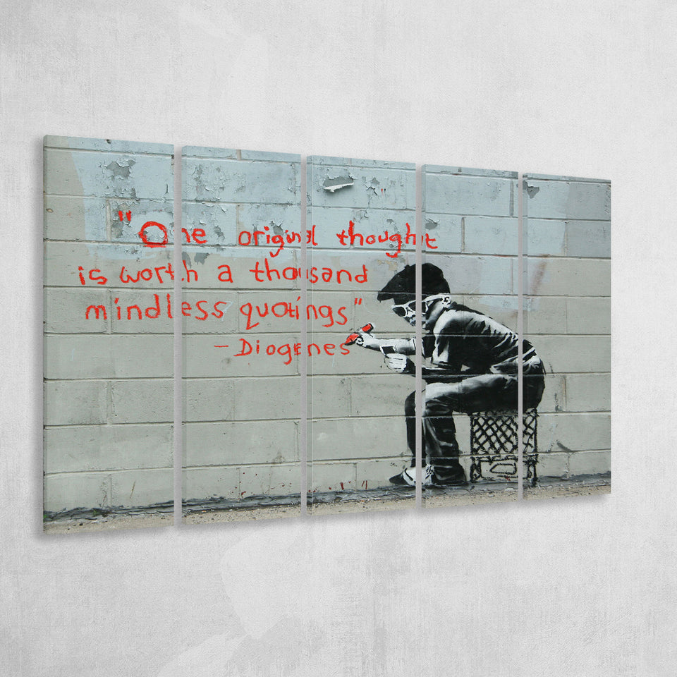 Quotes Stencil Street Banksy Street Art, 5 Panel B Canvas Prints Wall Art, Extra Large Canvas Decor