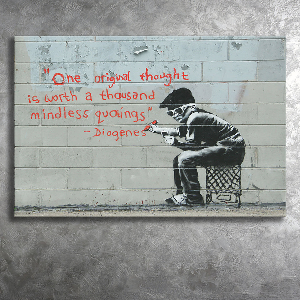 Quotes Stencil Street Banksy Street Art Canvas Prints Wall Art, Home Living Room Decor, Large Canvas