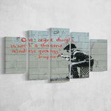 Quotes Stencil Street Banksy Street Art, 5 Panel Canvas Prints Wall Art,Mixed Canvas, Large Canvas