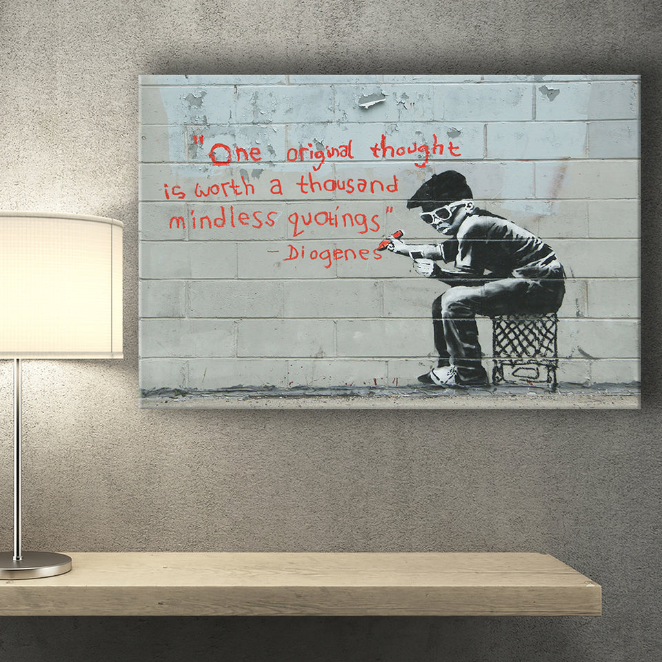 Quotes Stencil Street Banksy Street Art Canvas Prints Wall Art, Home Living Room Decor, Large Canvas