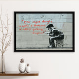 Quotes Stencil Street Banksy Street Art Framed Canvas Prints Wall Art, Floating Frame, Large Canvas Home Decor
