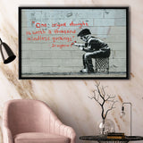 Quotes Stencil Street Banksy Street Art Framed Canvas Prints Wall Art, Floating Frame, Large Canvas Home Decor