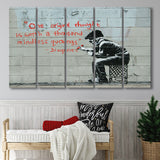 Quotes Stencil Street Banksy Street Art, 5 Panel B Canvas Prints Wall Art, Extra Large Canvas Decor