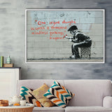 Quotes Stencil Street Banksy Street Art Framed Canvas Prints Wall Art, Floating Frame, Large Canvas Home Decor