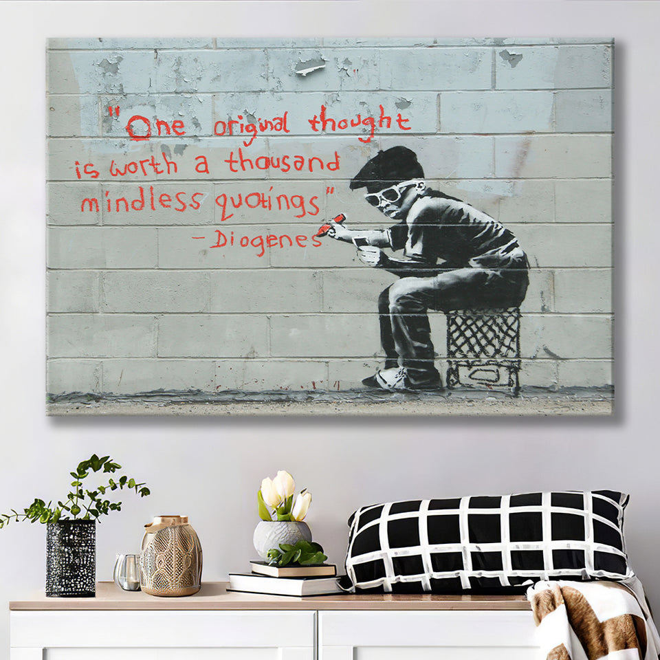Quotes Stencil Street Banksy Street Art Canvas Prints Wall Art, Home Living Room Decor, Large Canvas