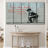 Quotes Stencil Street Banksy Street Art, 5 Panel B Canvas Prints Wall Art, Extra Large Canvas Decor