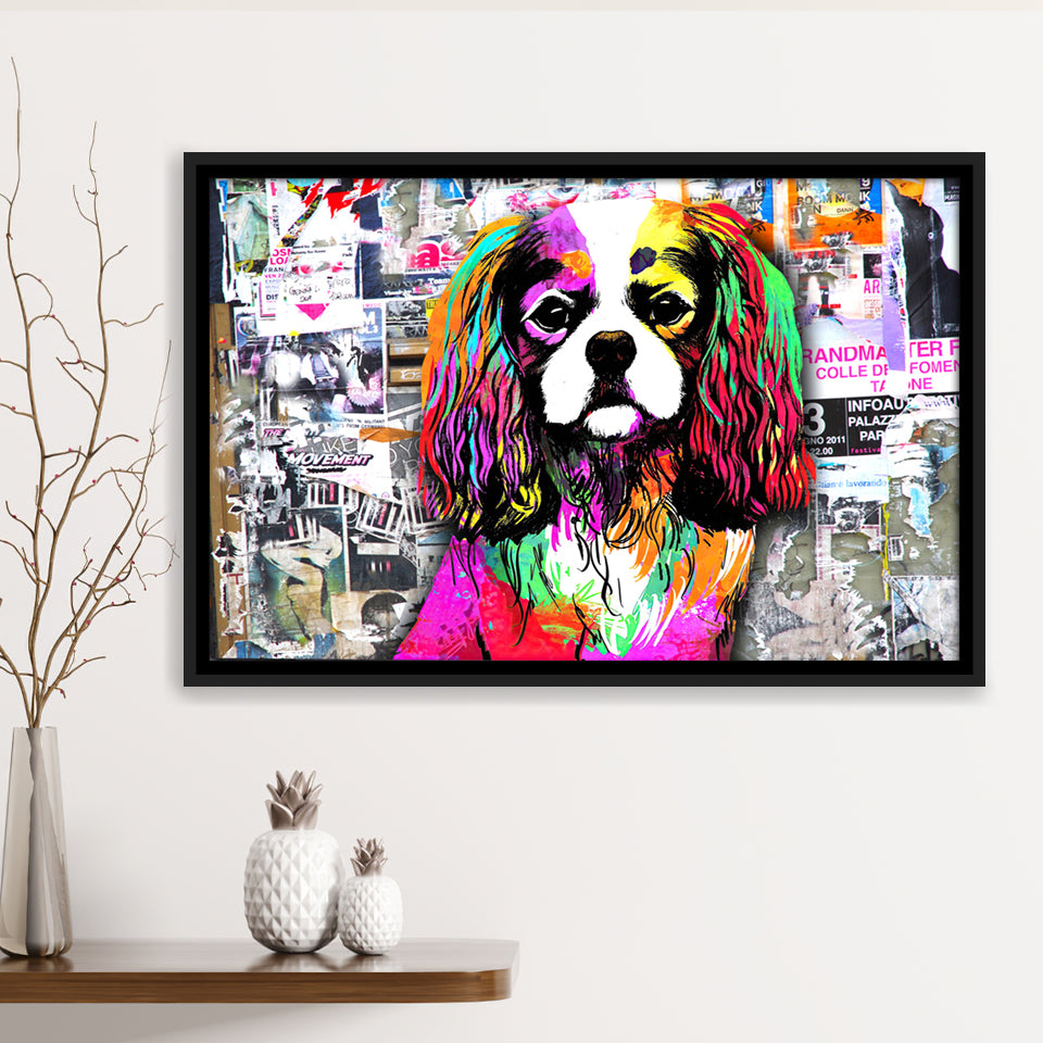 Rainbow Splash Cocker Spaniel Pet Lover Framed Canvas Prints Wall Art Decor - Painting Canvas, Floating Frame, Framed Picture