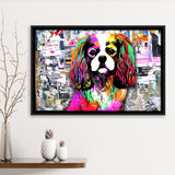 Rainbow Splash Cocker Spaniel Pet Lover Framed Canvas Prints Wall Art Decor - Painting Canvas, Floating Frame, Framed Picture