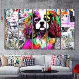 Rainbow Splash Cocker Spaniel Pet Lover Canvas 5 Piece B Prints Wall Art Decor - Painting Canvas, Multi Panels, Canvas Prints