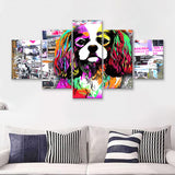 Rainbow Splash Cocker Spaniel Pet Lover Canvas 5 Pieces Prints Wall Art Decor - Painting Canvas, Multi Panels, Canvas Print