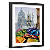 Rainy Day With Umbrella In Venice Framed Art Prints - Framed Prints, Painting Prints,Prints for Sale,White Border