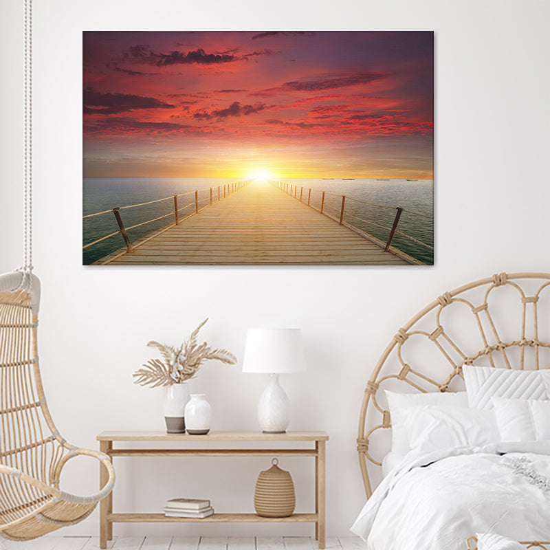 Sunset fishing pier at lake Finland Canvas Wall Art Vertical Decor for  Living Room Bedroom Bathroom Long Framed Pictures Poster Paintings Prints 3