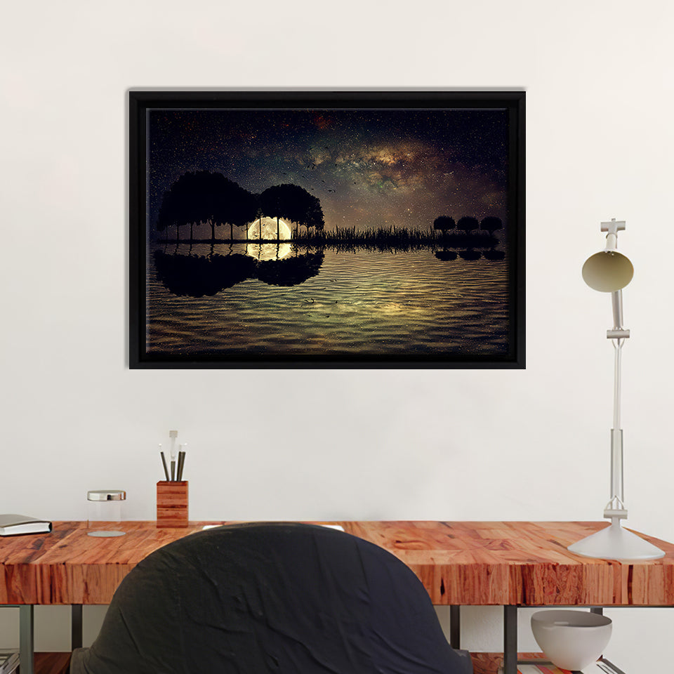 Romantic Guitar Island Canvas Wall Art - Painting Canvas, Canvas Prints, Painting Art, Prints for Sale