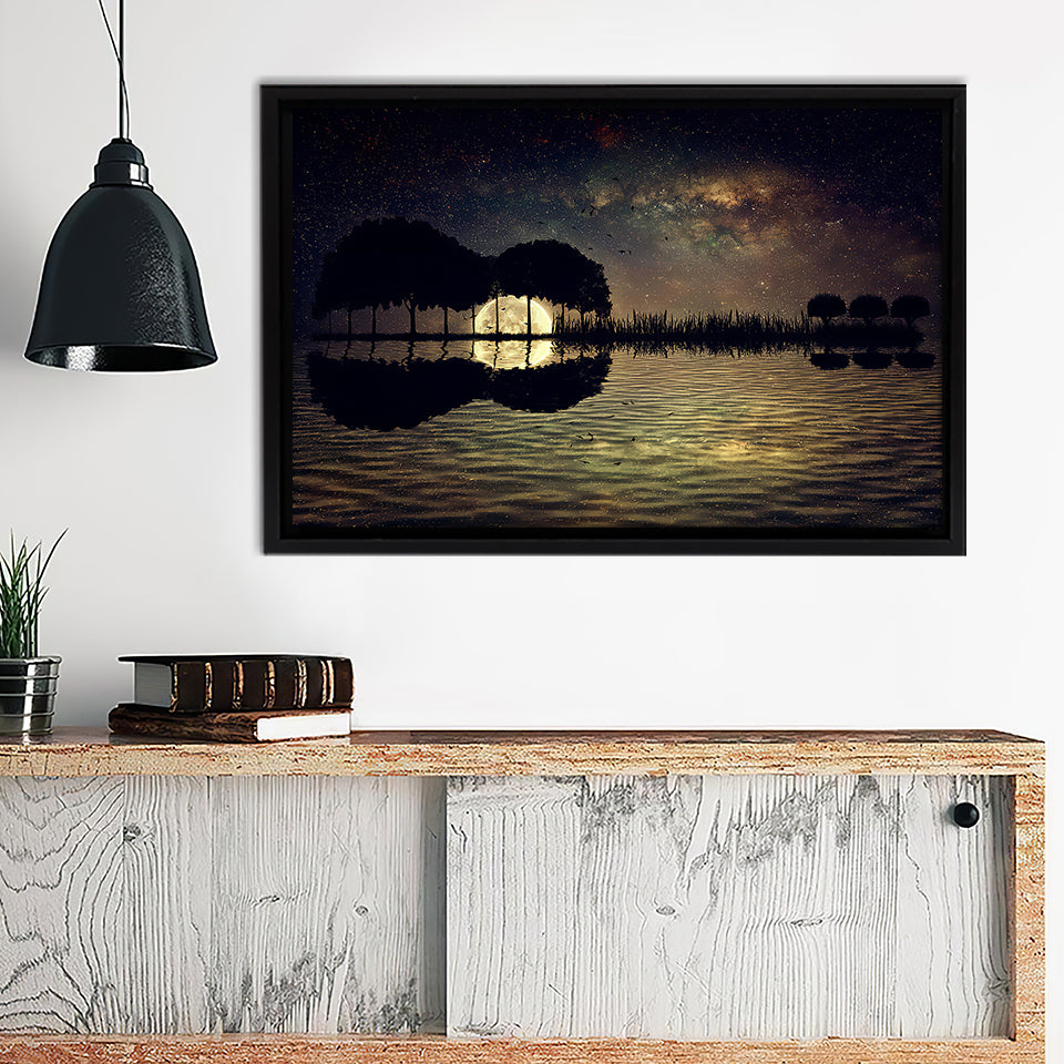 Romantic Guitar Island Canvas Wall Art - Painting Canvas, Canvas Prints, Painting Art, Prints for Sale