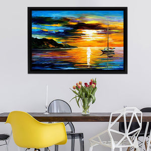 Romantic Sailing With The Sun Canvas Wall Art - Canvas Print, Framed Canvas, Painting Canvas