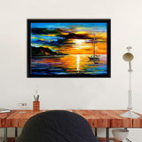 Romantic Sailing With The Sun Canvas Wall Art - Canvas Print, Framed Canvas, Painting Canvas