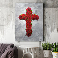 ARTCANVAS Modern Slanted Lines Over A factory Cross Canvas Art Print