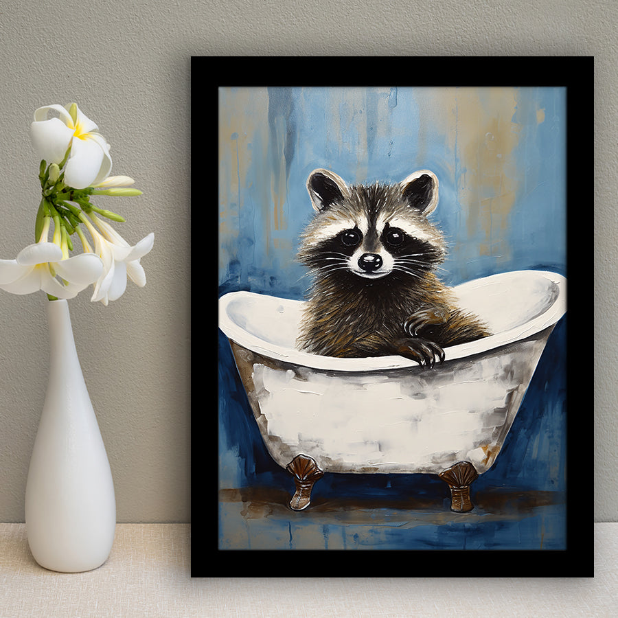 Raccoon In Bathtube Bathroom Ar Painting, Painting Art, Framed Art Prints Wall Decor